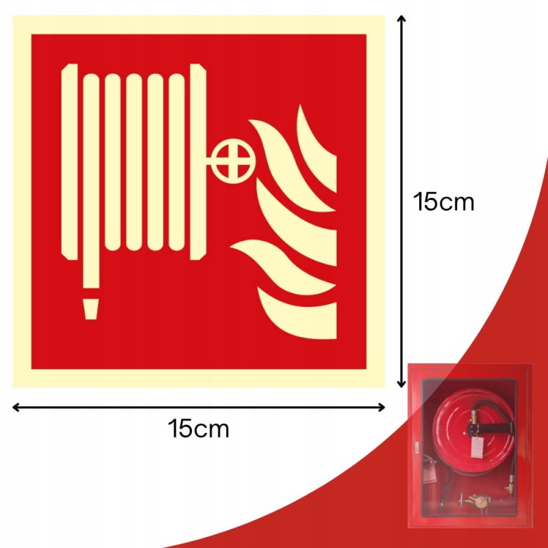 Znak ochrony PPOŻ Hydrant Wewnętrzny 15x15 cm płyta PCV fotoluminescencyjna