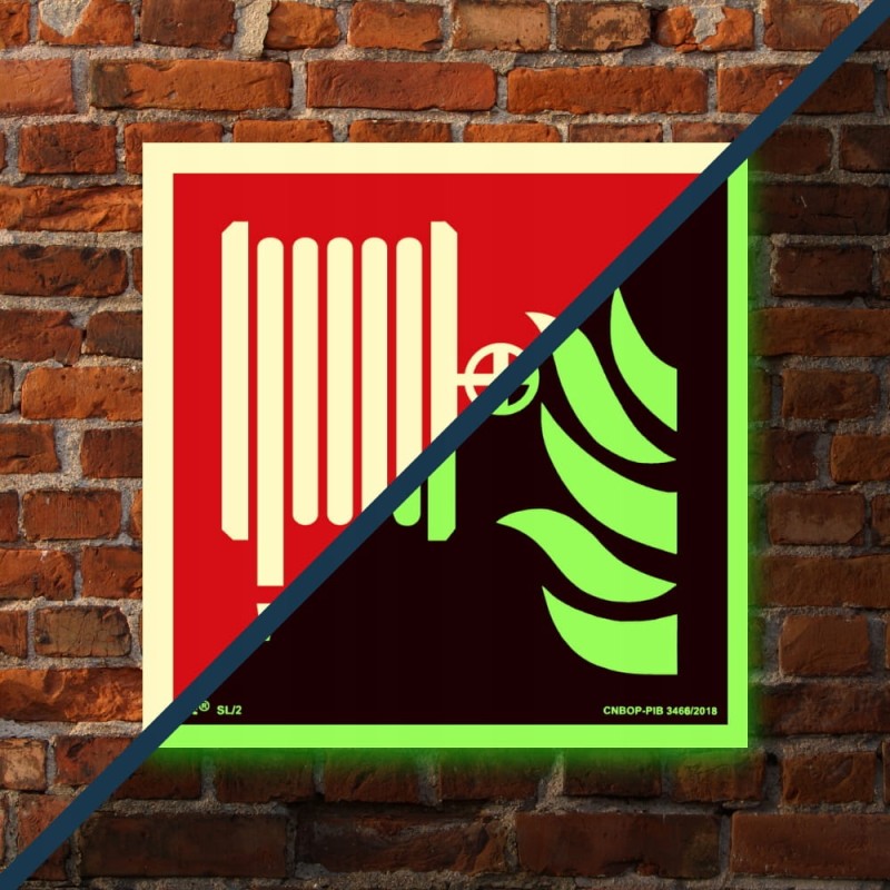 Znak ochrony PPOŻ Hydrant Wewnętrzny 15x15 cm płyta PCV fotoluminescencyjna