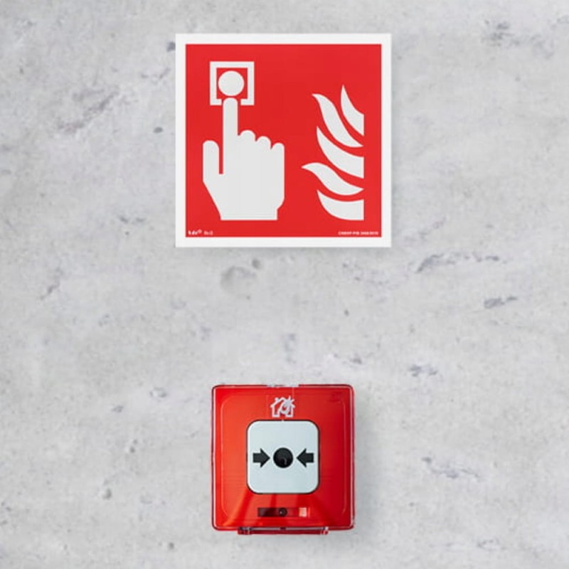 Znak ochrony PPOŻ Alarm Pożarowy 15x15 cm płyta PCV fotoluminescencyjna