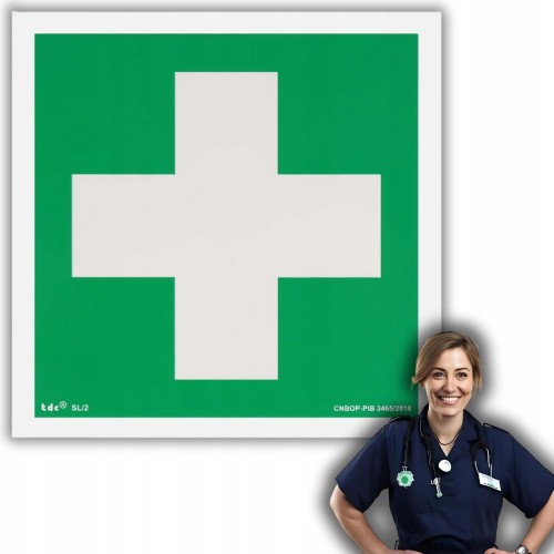 Znak ochrony PPOŻ Pomoc Medyczna 15x15 cm płyta PCV fotoluminescencyjna