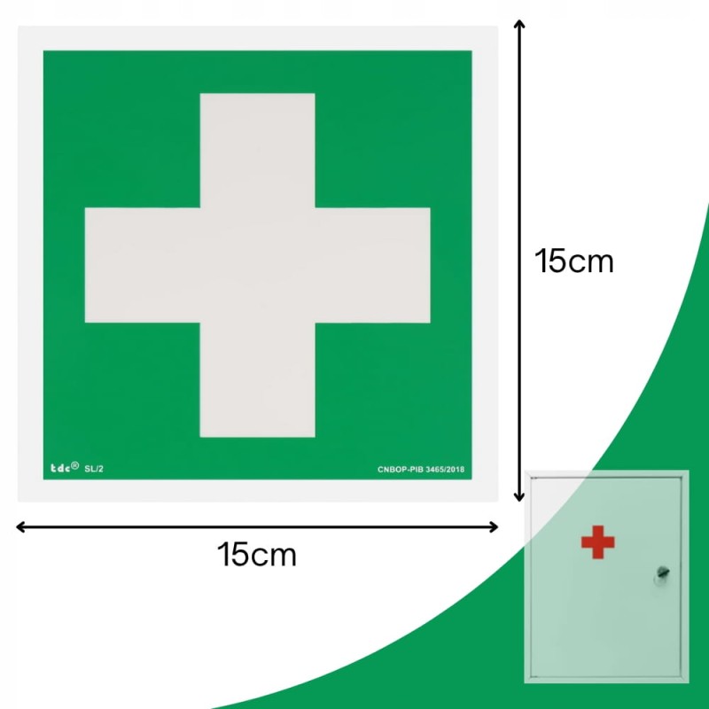 Znak ochrony PPOŻ Pomoc Medyczna 15x15 cm płyta PCV fotoluminescencyjna