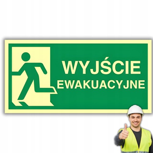 Znak ochrony PPOŻ Wyjście Ewakuacyjne Lewo 15x30cm PCV fotoluminescencyjna