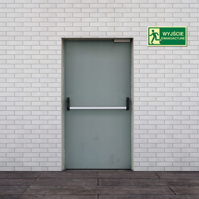 Znak ochrony PPOŻ Wyjście Ewakuacyjne Lewo 15x30cm PCV fotoluminescencyjna