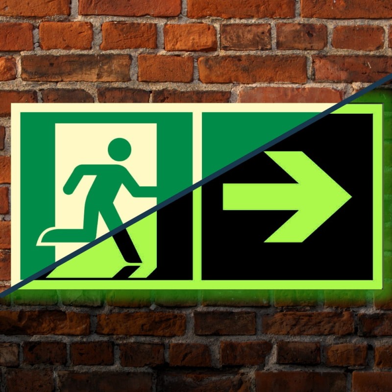 Znak PPOŻ Wyjście Ewakuacyjne w Prawo 15x30cm płyta PCV fotoluminescencyjna