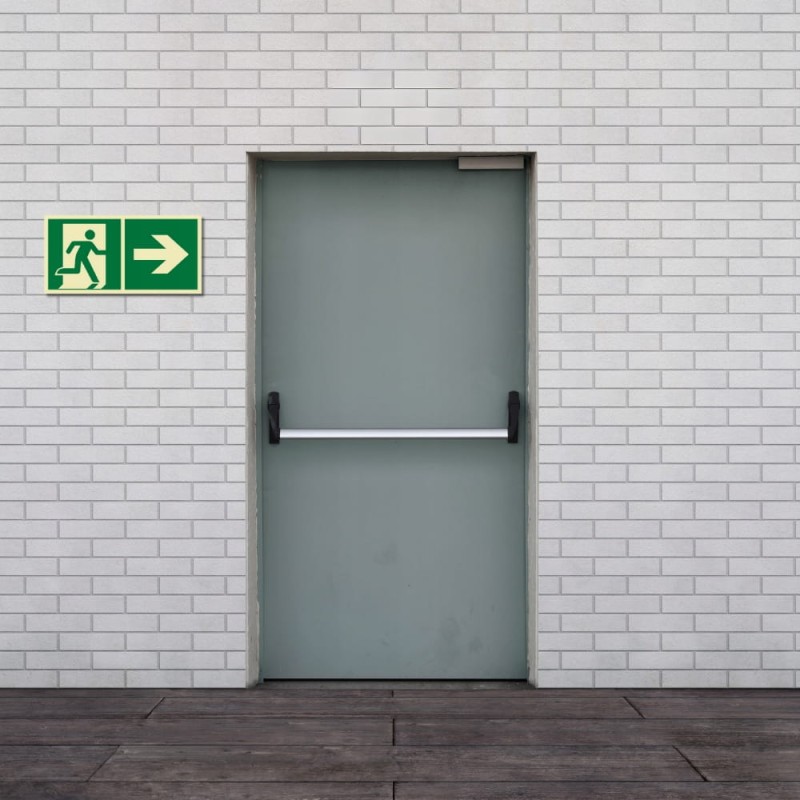 Znak PPOŻ Wyjście Ewakuacyjne w Prawo 15x30cm płyta PCV fotoluminescencyjna