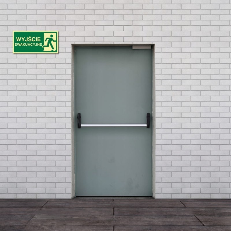 Znak ochrony PPOŻ Wyjście Ewakuacyjne Prawo 15x30cm PCV fotoluminescencyjna