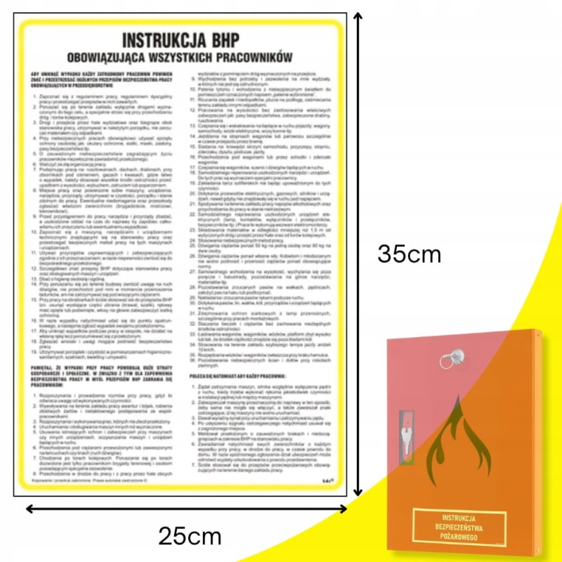 Znak Instrukcja ogólna BHP obowiązująca wszystkich pracowników 24,5x35cm