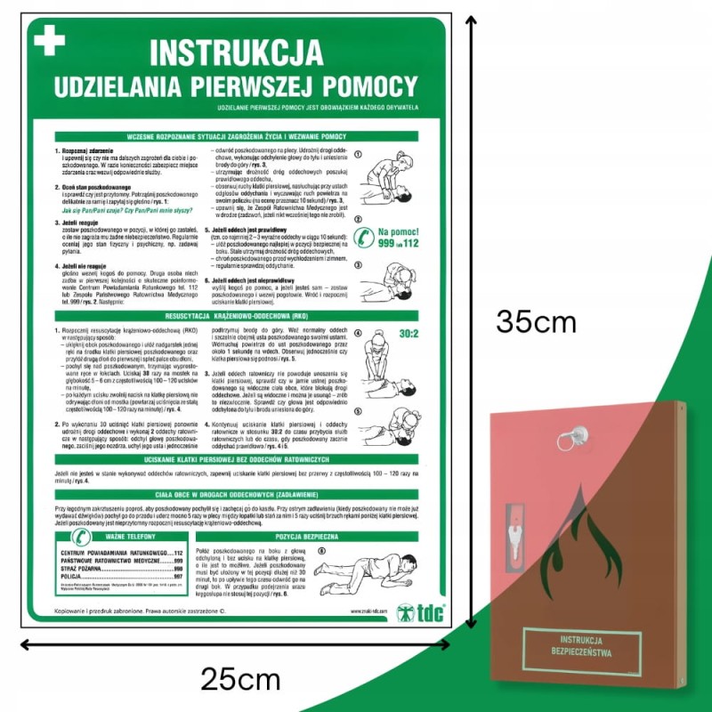 Znak Instrukcja BHP Instrukcja udzielania pierwszej pomocy 24,5x35 cm PCV
