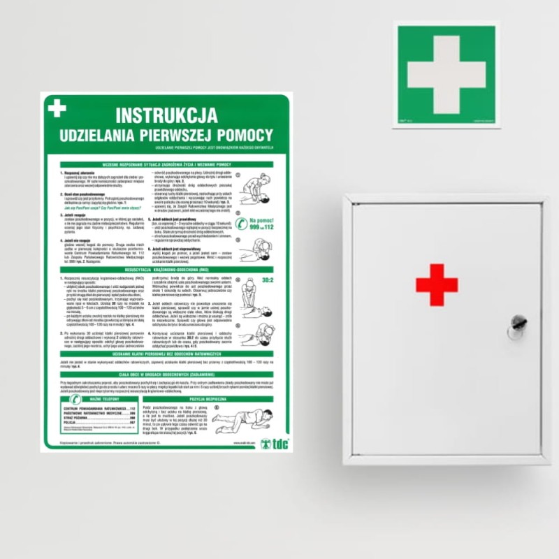 Znak Instrukcja BHP Instrukcja udzielania pierwszej pomocy 24,5x35 cm PCV