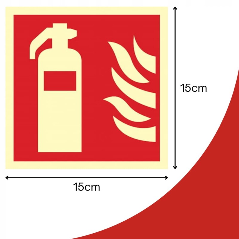 Znak ochrony PPOŻ Gaśnica ISO 7010 15x15 cm płyta PCV fotoluminescencyjna