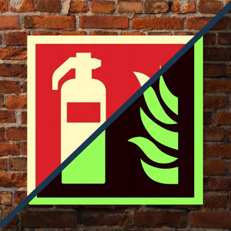 Znak ochrony PPOŻ Gaśnica ISO 7010 15x15 cm płyta PCV fotoluminescencyjna