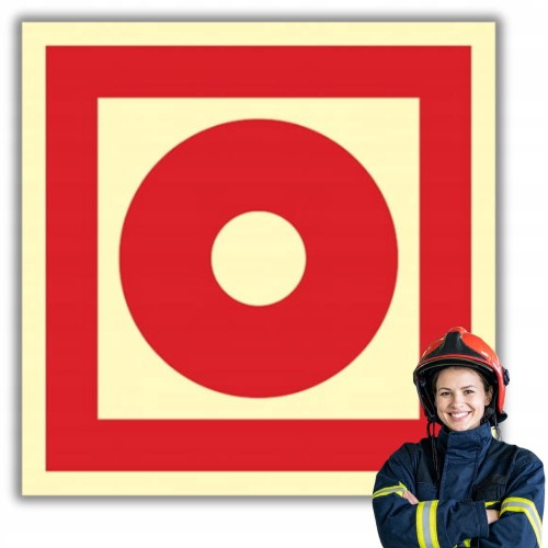 Znak ochrony PPOŻ Przycisk alarmowy 15x15 cm płyta PCV fotoluminescencyjna