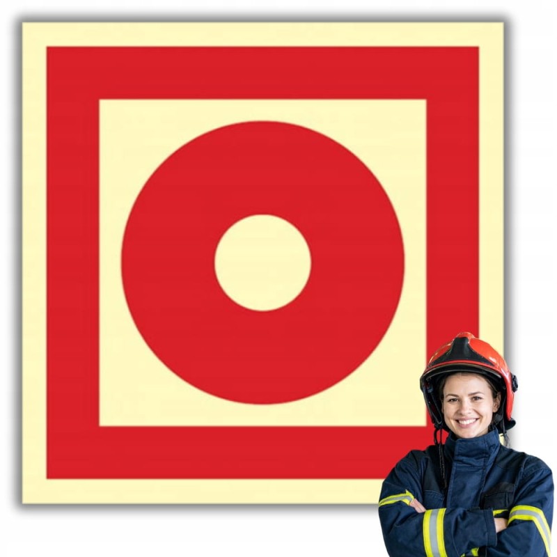 Znak ochrony PPOŻ Przycisk alarmowy 15x15 cm płyta PCV fotoluminescencyjna