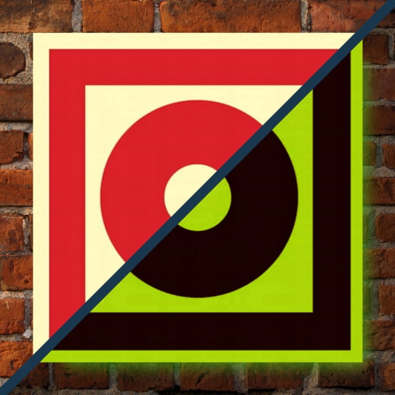 Znak ochrony PPOŻ Przycisk alarmowy 15x15 cm płyta PCV fotoluminescencyjna