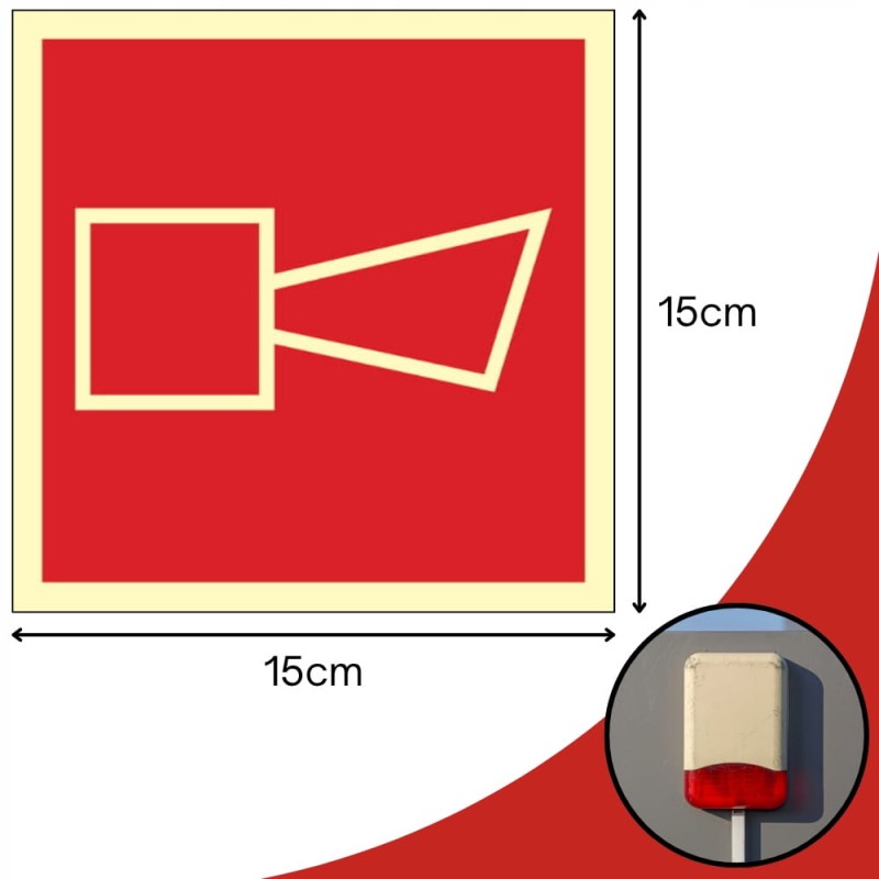 Znak ochrony PPOŻ Alarmowy sygnalizator akustyczny 15x15 cm PCV świecąca