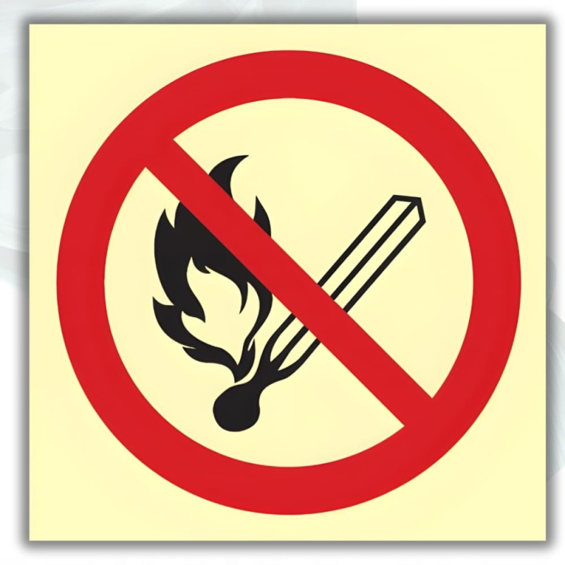 Znak PPOŻ Zakaz używania otwartego ognia i palenia tytoniu 15x15 cm PCV