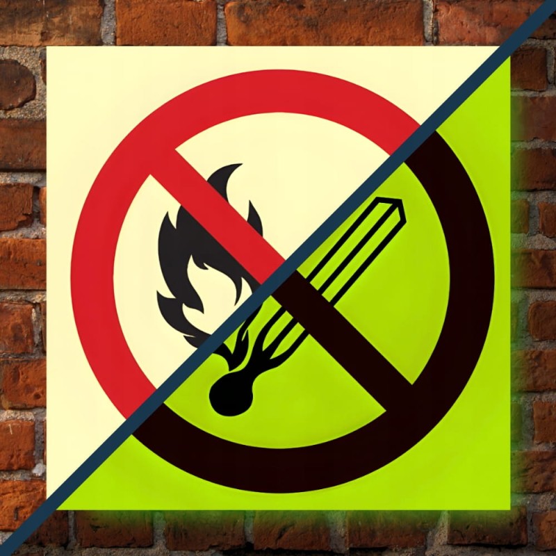Znak PPOŻ Zakaz używania otwartego ognia i palenia tytoniu 15x15 cm PCV