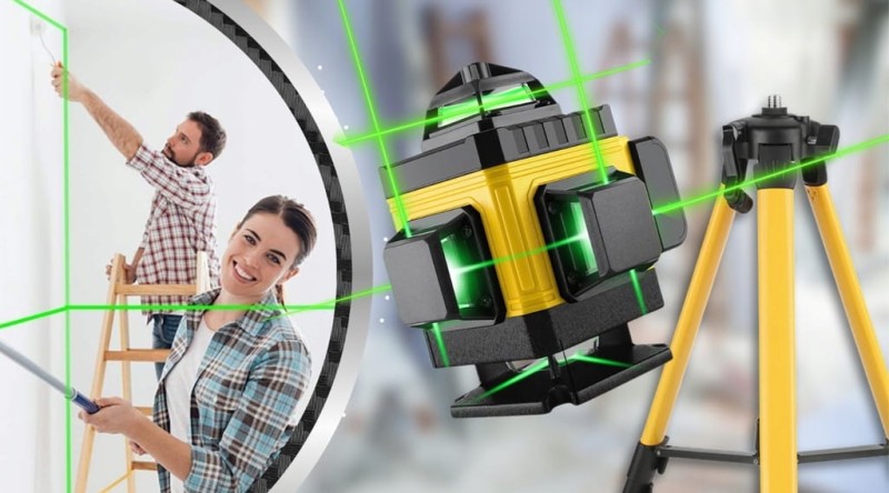 Poziomnica Laserowa Poziomica 4D 16 Linii Krzyżowa 360° Laser Zestaw Statyw