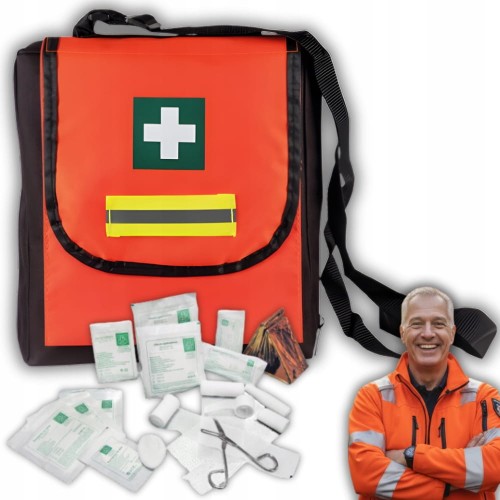 Apteczka Pierwszej Pomocy Turystyczna Przenośna Torba DIN 13164 Ustnik Koc