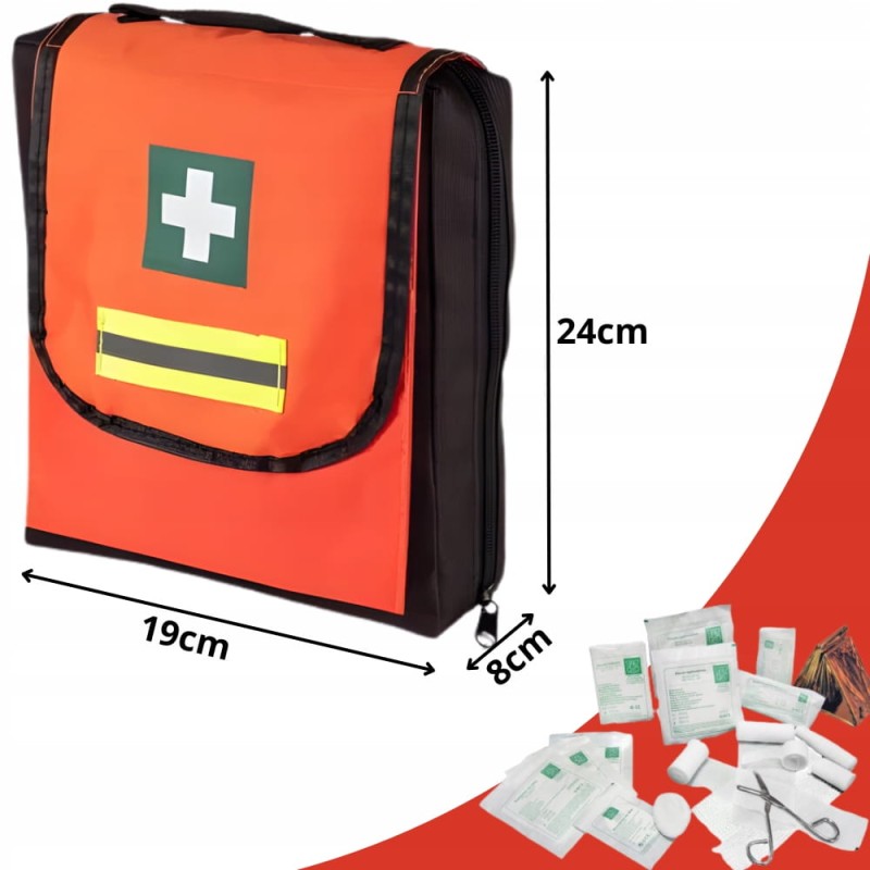 Apteczka Pierwszej Pomocy Turystyczna Przenośna Torba DIN 13164 Ustnik Koc
