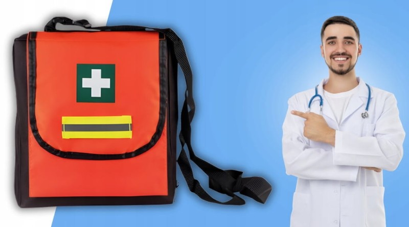 Apteczka Pierwszej Pomocy Turystyczna Przenośna Torba DIN 13164 Ustnik Koc