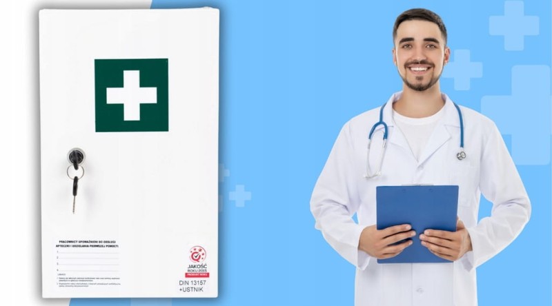 Apteczka Pierwszej Pomocy Apteczka Zakładowa Ścienna Stalowa DIN 13147 "50"