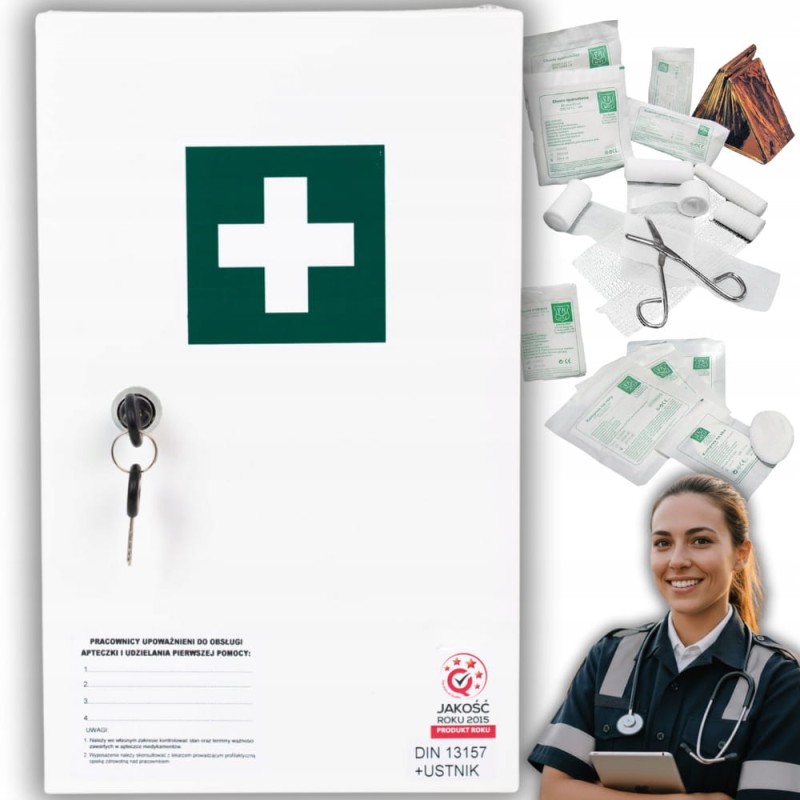 Apteczka Pierwszej Pomocy Apteczka Zakładowa Ścienna Stalowa DIN 13147 "40"
