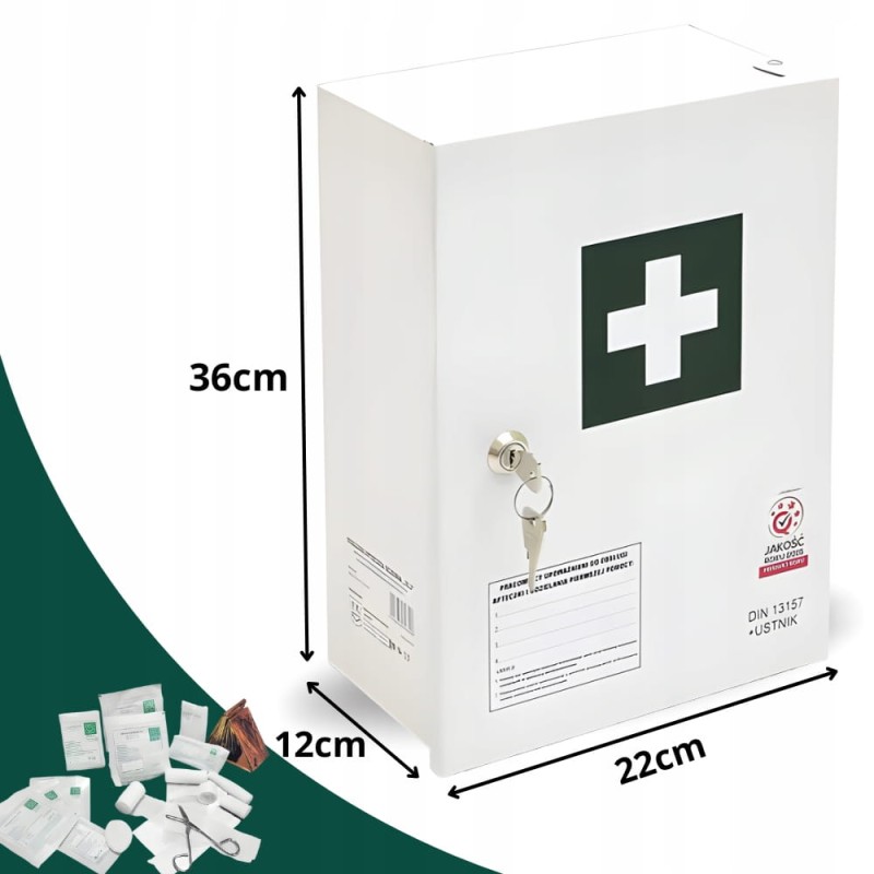 Apteczka Pierwszej Pomocy Apteczka Zakładowa Ścienna Stalowa DIN 13147 "40"