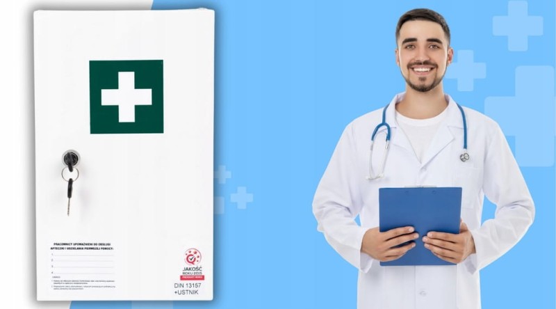 Apteczka Pierwszej Pomocy Apteczka Zakładowa Ścienna Stalowa DIN 13147 "40"