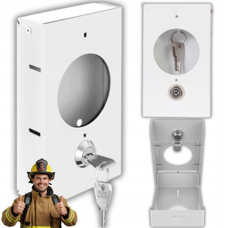 Skrzynka Metalowa na Klucz Ewakuacyjny z Zamkiem i Kluczykiem BIAŁA
