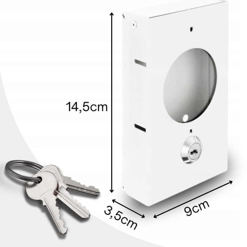 Skrzynka Metalowa na Klucz Ewakuacyjny z Zamkiem i Kluczykiem BIAŁA
