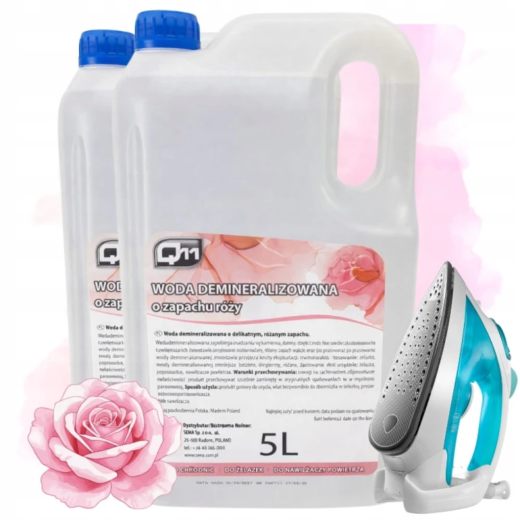 Woda Demineralizowana Różana 2x5L Zapachowa Do Żelazek Parownic Nawilżaczy