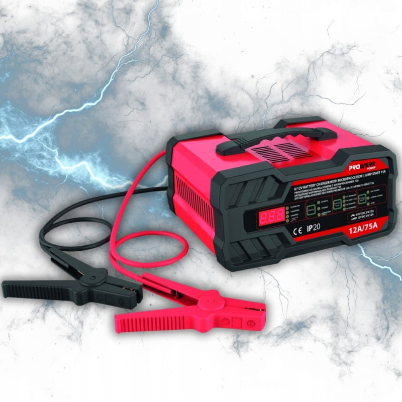 Prostownik Z Funkcją Rozruchu Ładowarka Do Akumulatora 12V 24V Booster 75A