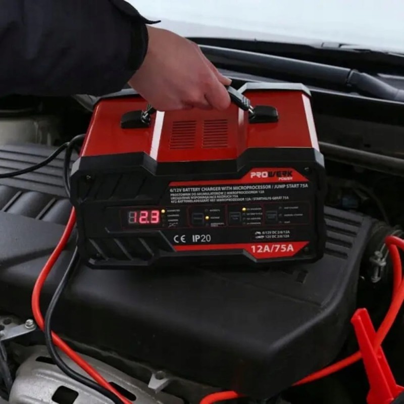 Prostownik Z Funkcją Rozruchu Ładowarka Do Akumulatora 12V 24V Booster 75A