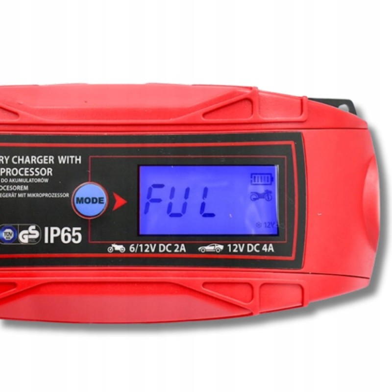Ładowarka Prostownik Automatyczny Do Akumulatora 6V 12V 4A LCD IP65 CE TUV