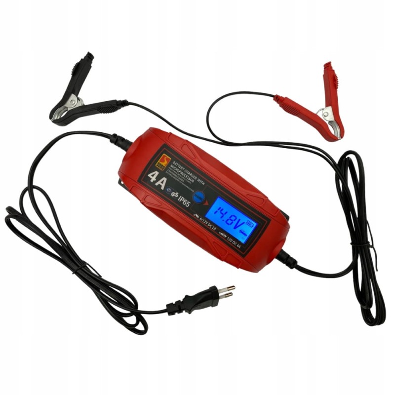 Ładowarka Prostownik Automatyczny Do Akumulatora 6V 12V 4A LCD IP65 CE TUV