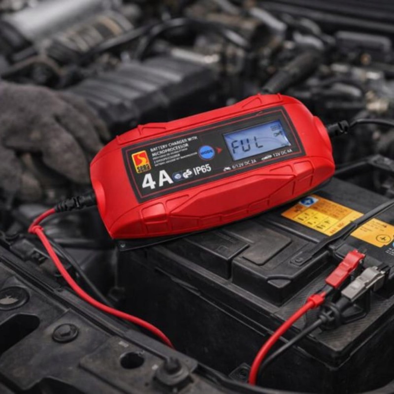 Ładowarka Prostownik Automatyczny Do Akumulatora 6V 12V 4A LCD IP65 CE TUV