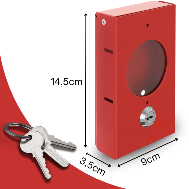 Skrzynka Metalowa na Klucz Ewakuacyjny z Zamkiem i Kluczykiem "ZBIJ SZYBKĘ"