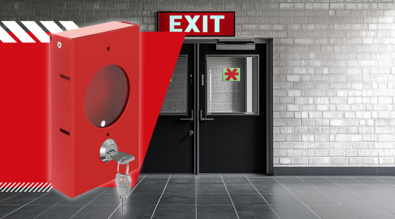Skrzynka Metalowa na Klucz Ewakuacyjny z Zamkiem i Kluczykiem "ZBIJ SZYBKĘ"
