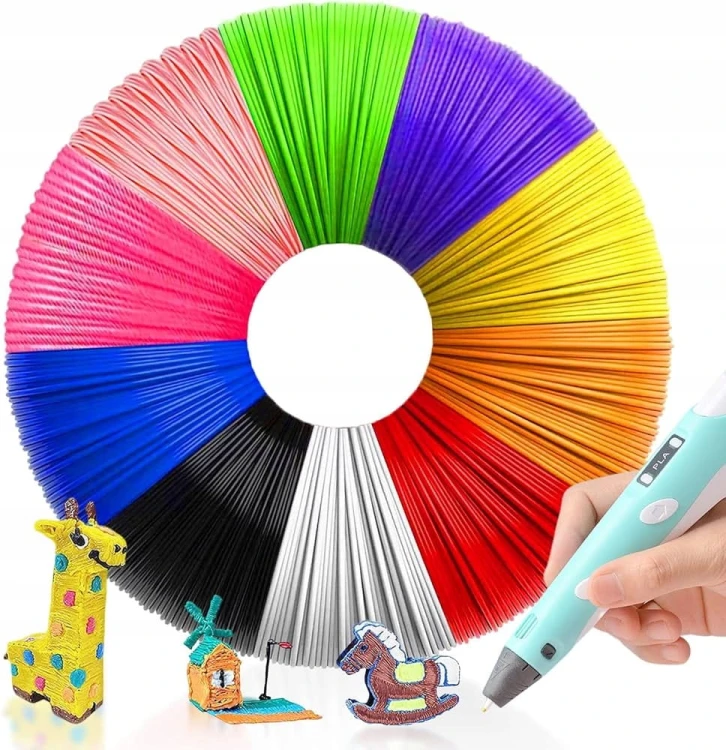 Wkład do Długopisu 3D Filament PLA Wielokolorowy Drukarka 5m x 20szt 100m