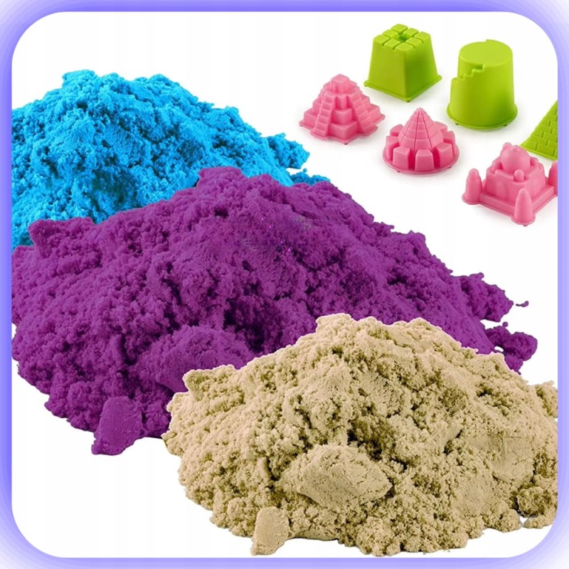 Piasek Kinetyczny zestaw 6kg Piaskownica Basen Foremki Zestaw Plastyczny