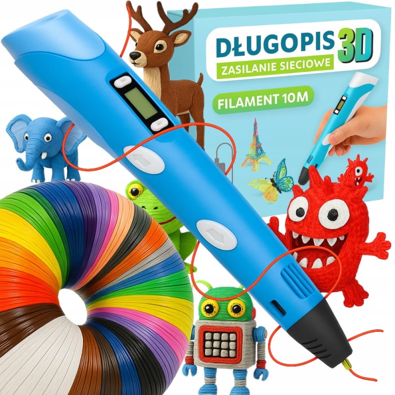 Długopis 3D Dla Dzieci Drukarka 3D Magiczny Długopis 3D + 10M Filamentu