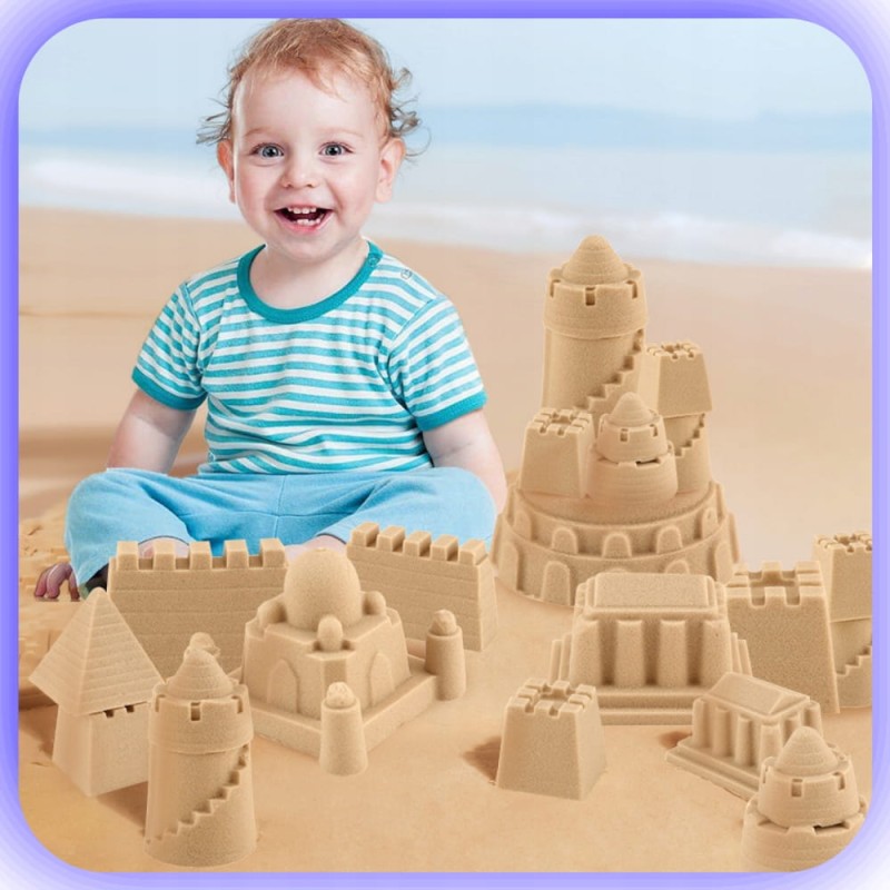 Piasek Kinetyczny zestaw 3KG Piaskownica Basen Foremki Zestaw Plastyczny