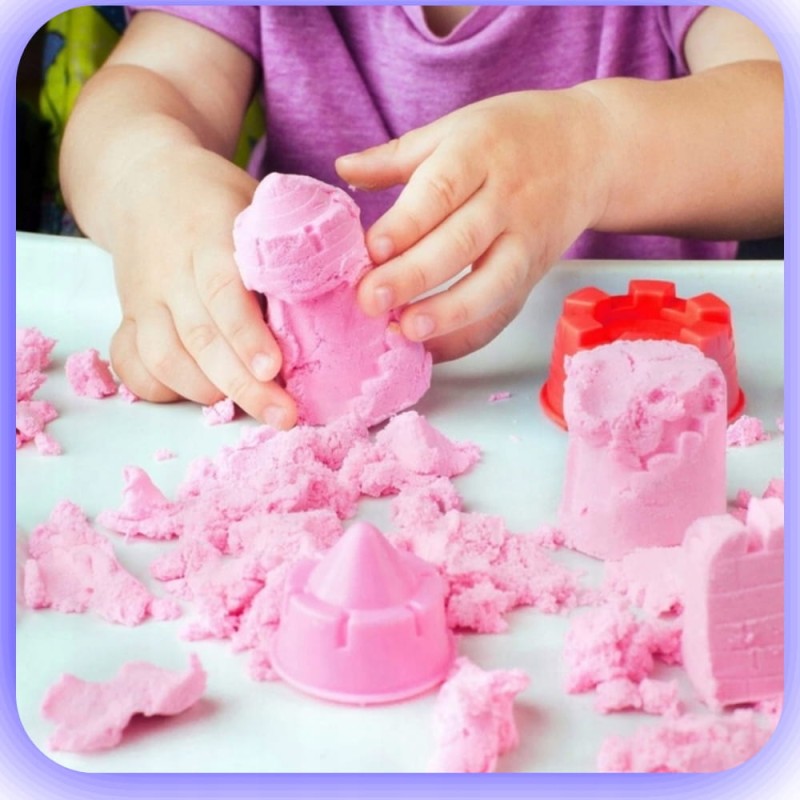 Piasek Kinetyczny zestaw 3KG Piaskownica Basen Foremki Zestaw Plastyczny