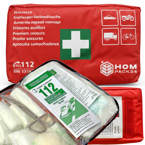 Apteczka Samochodowa Pierwszej Pomocy z Rzepem Wodoodporna DIN13164 UE CE