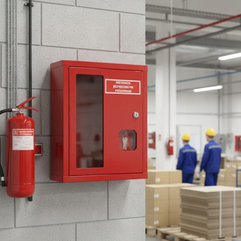 Szafka Metalowa IBP Skrzynka na instrukcję PPOŻ Zamek Na Klucz Z Okienkiem
