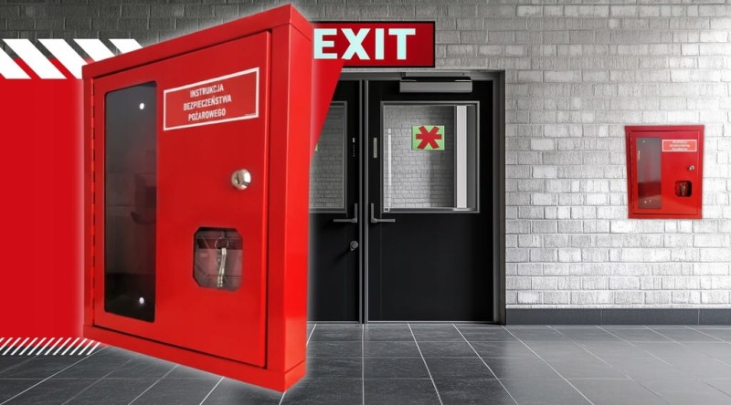 Szafka Metalowa IBP Skrzynka na instrukcję PPOŻ Zamek Na Klucz Z Okienkiem