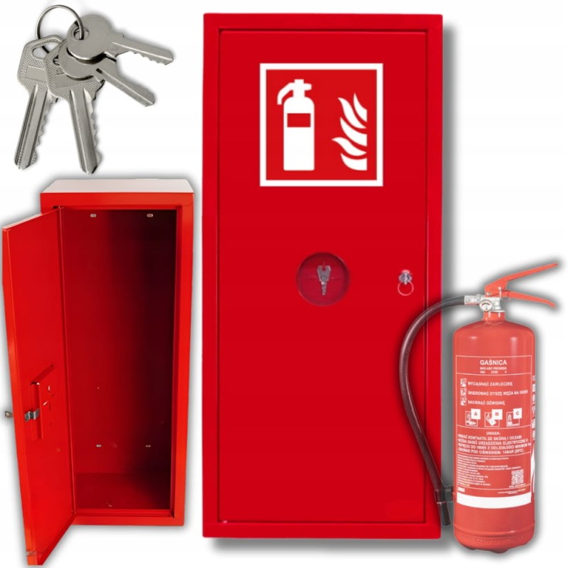 Szafka Ochronna na Gaśnicę 6kg 6L 4kg 2kg Nadtynkowa Metalowa Czerwona Znak
