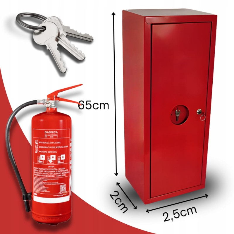 Szafka Ochronna na Gaśnicę 6kg 6L 4kg 2kg Nadtynkowa Metalowa Czerwona Znak