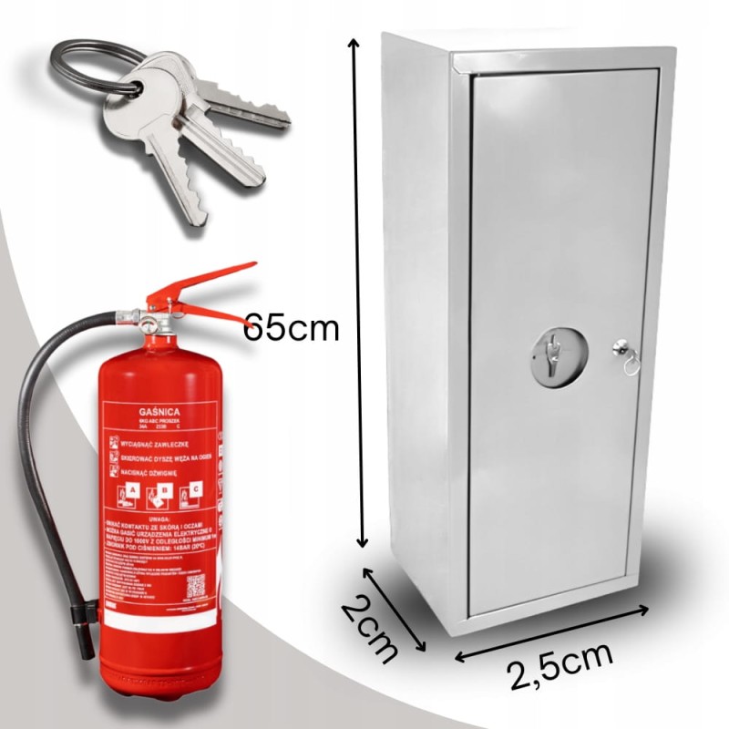 Szafka Ochronna na Gaśnicę 6kg 6L 4kg 2kg Nadtynkowa Metalowa Biała + Znak